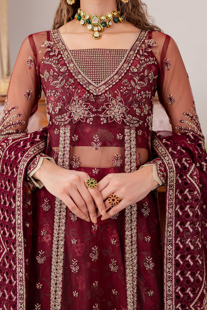 Farasha Luxury Formal Embroidered Net Unstitched 3Pc Suit - Valentina