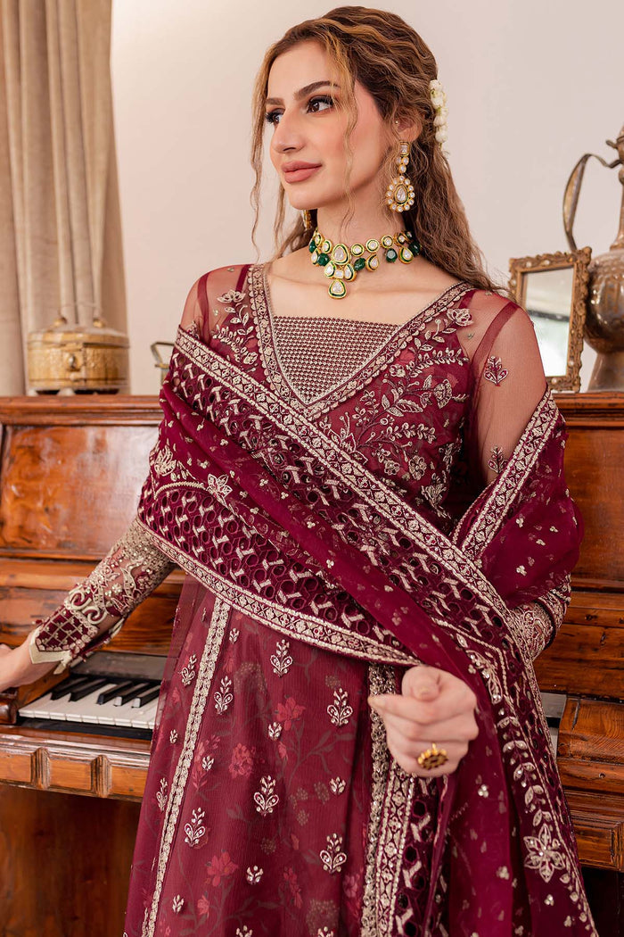 Farasha Luxury Formal Embroidered Net Unstitched 3Pc Suit - Valentina