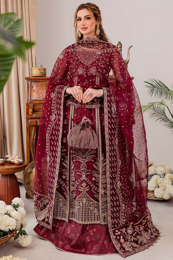 Farasha Luxury Formal Embroidered Net Unstitched 3Pc Suit - Valentina
