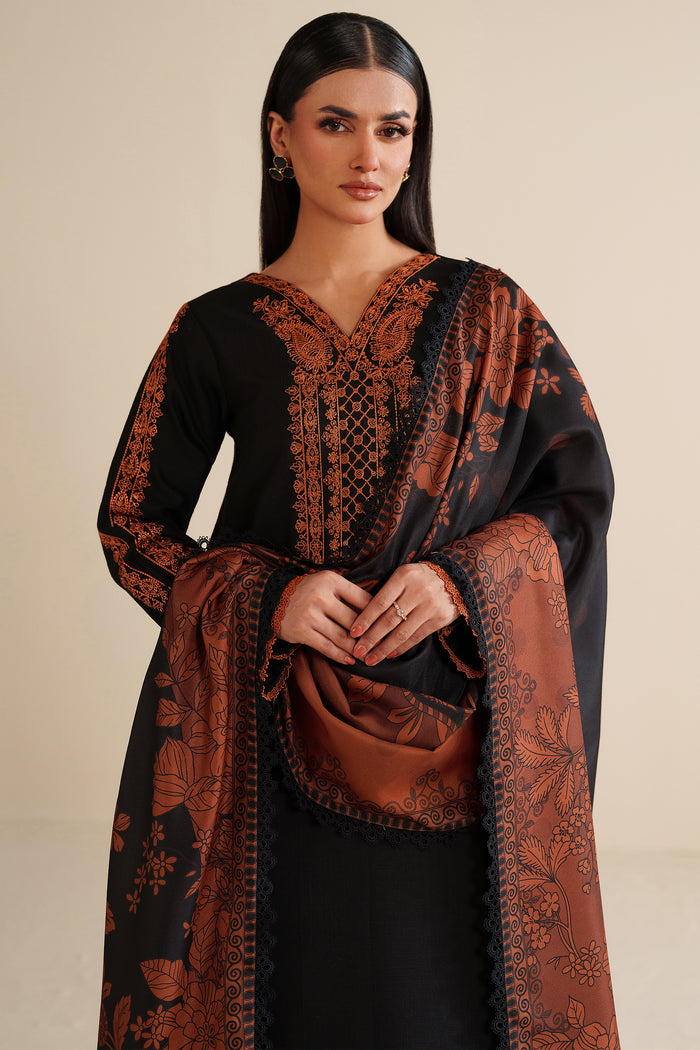 Farasha Winter Spell Embroidered Khaddar Unstitched 3Pc Suit - Vantaе