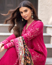 Faiza Saqlain Zinnia Embroidered Luxury Lawn Unstitched 3Pc Suit - Varda