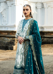 Hussain Rehar Luxury Lawn Unstitched Embroidered 3Pc Suit D-10 Veil