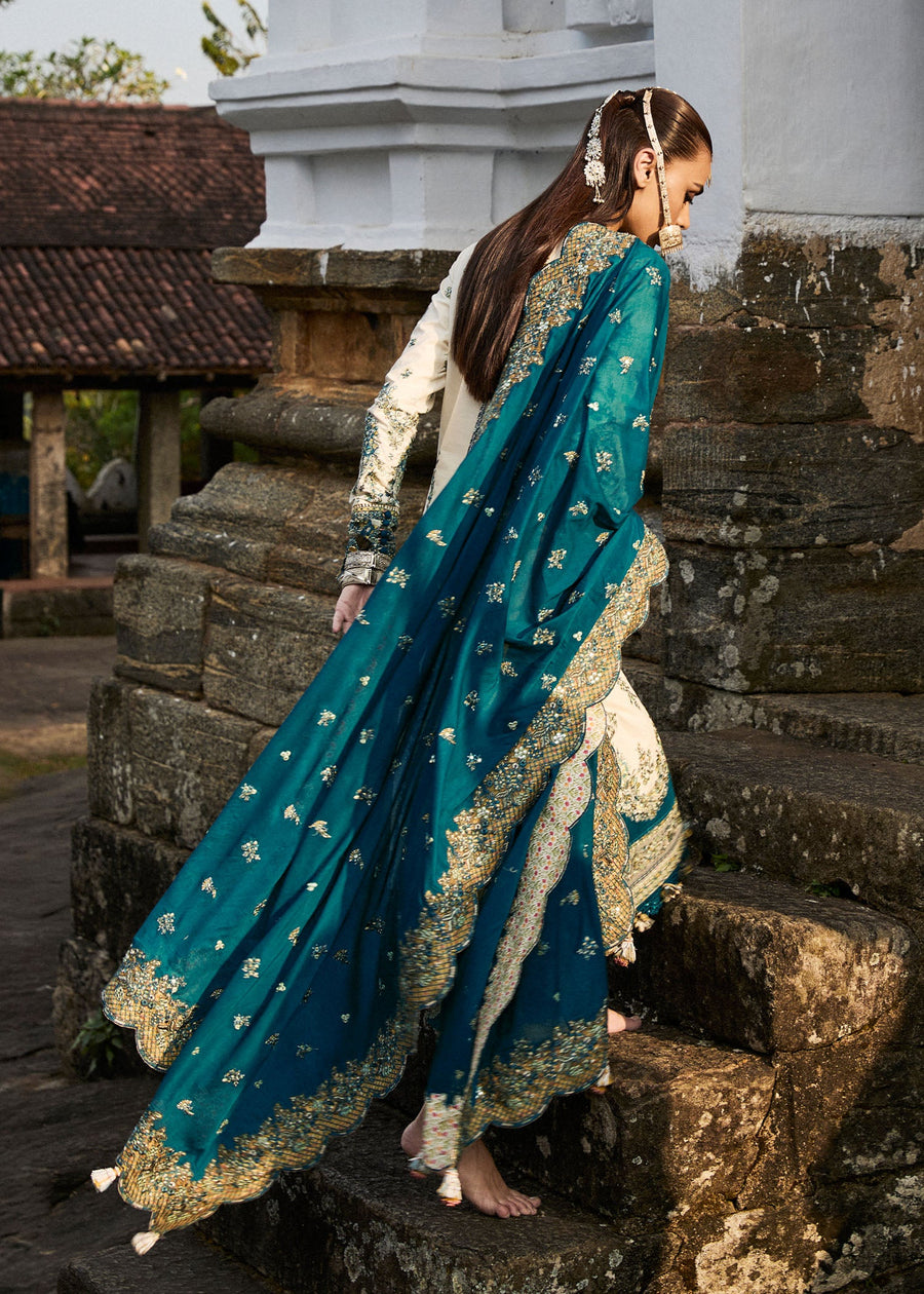 Hussain Rehar Luxury Lawn Unstitched Embroidered 3Pc Suit D-10 Veil