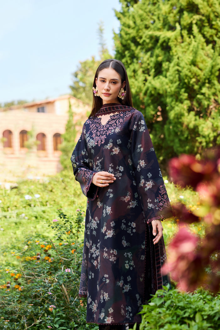 Farasha Sorine Summer Embroidered Lawn Unstitched 3Pc Suit - Velvet Garden