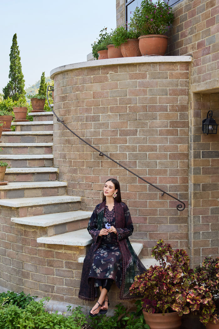 Farasha Sorine Summer Embroidered Lawn Unstitched 3Pc Suit - Velvet Garden