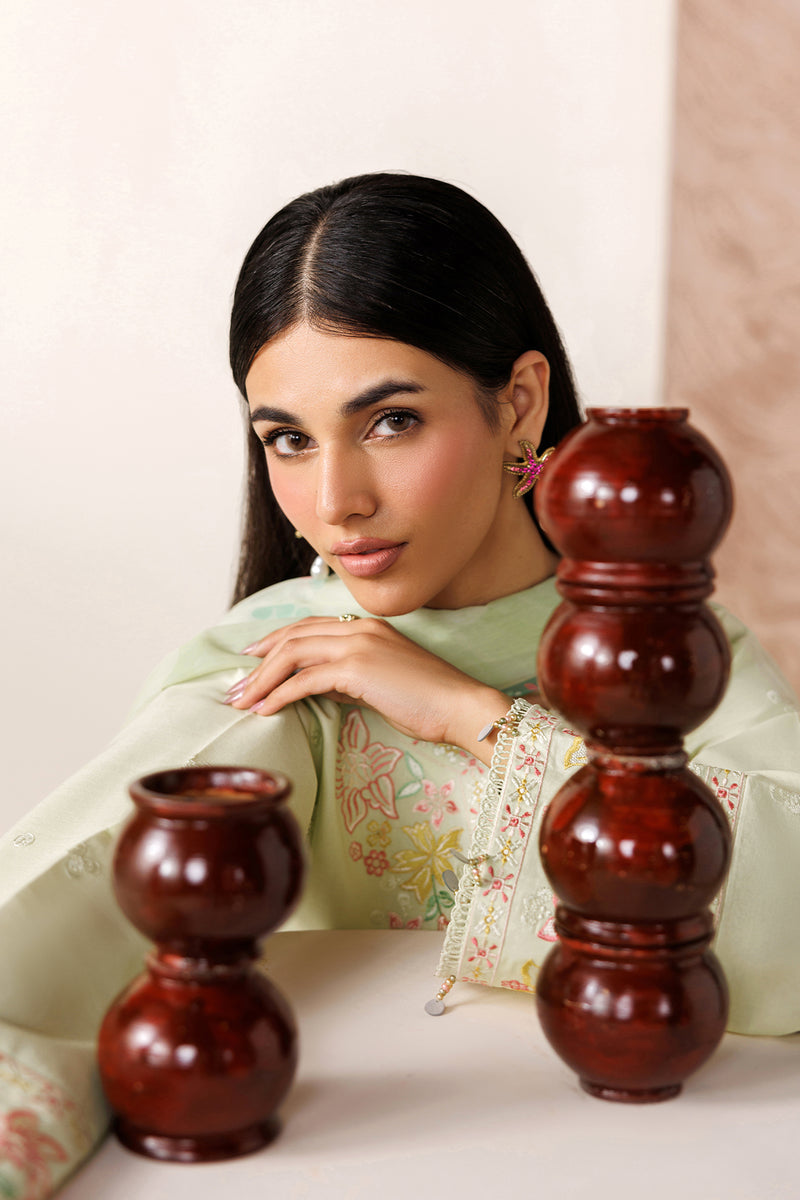 Farasha Summer Melody Embroidered Lawn Unstitched 3Pc Suit - Velvet Sage