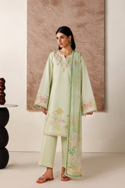 Farasha Summer Melody Embroidered Lawn Unstitched 3Pc Suit - Velvet Sage