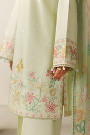 Farasha Summer Melody Embroidered Lawn Unstitched 3Pc Suit - Velvet Sage