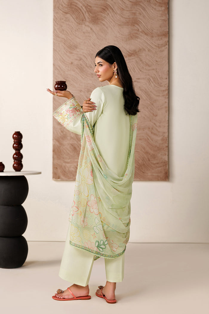 Farasha Summer Melody Embroidered Lawn Unstitched 3Pc Suit - Velvet Sage