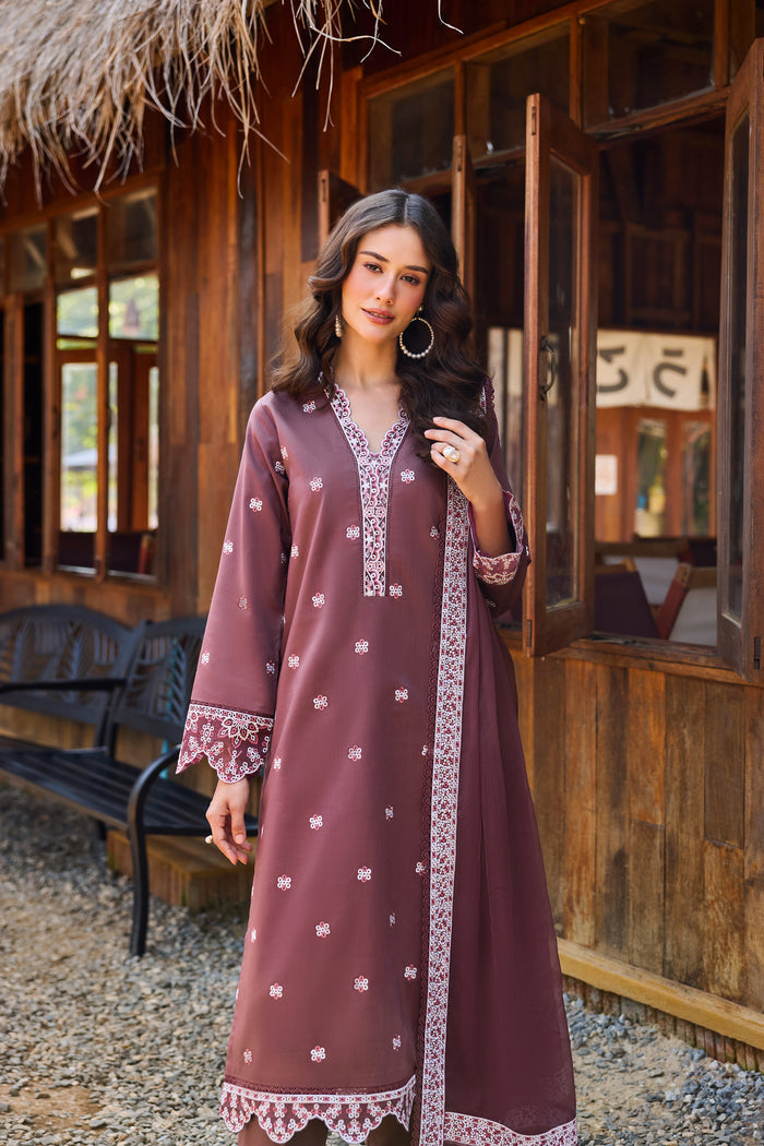 Farasha Summer Weaves Embroidered Lawn Unstitched 3Pc Suit - Velvet Veil