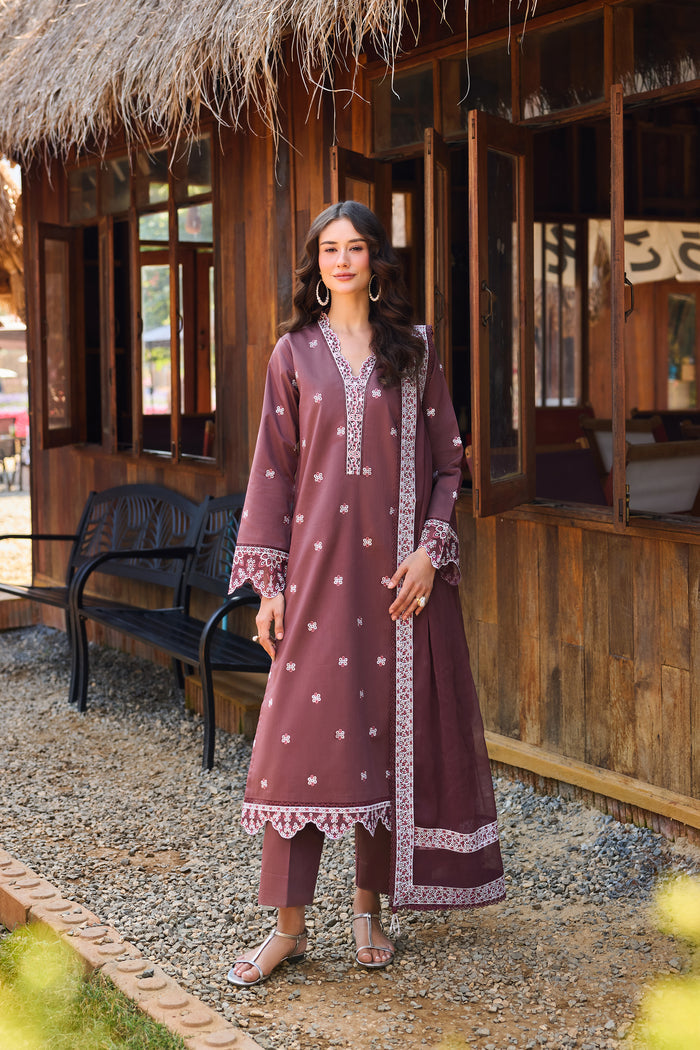 Farasha Summer Weaves Embroidered Lawn Unstitched 3Pc Suit - Velvet Veil