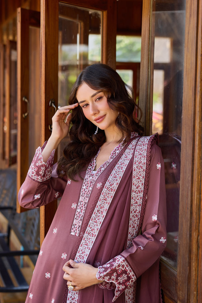 Farasha Summer Weaves Embroidered Lawn Unstitched 3Pc Suit - Velvet Veil