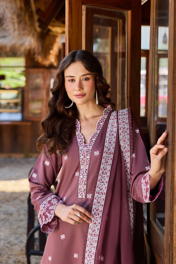 Farasha Summer Weaves Embroidered Lawn Unstitched 3Pc Suit - Velvet Veil