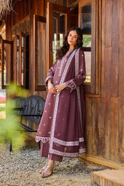 Farasha Summer Weaves Embroidered Lawn Unstitched 3Pc Suit - Velvet Veil