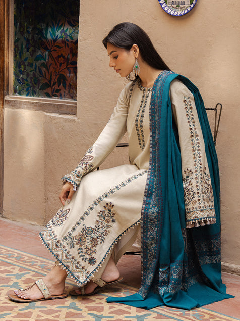 Still by Yards Embroidered Italian Woolen Unstitched 3Pc Suit D-02 Vestige