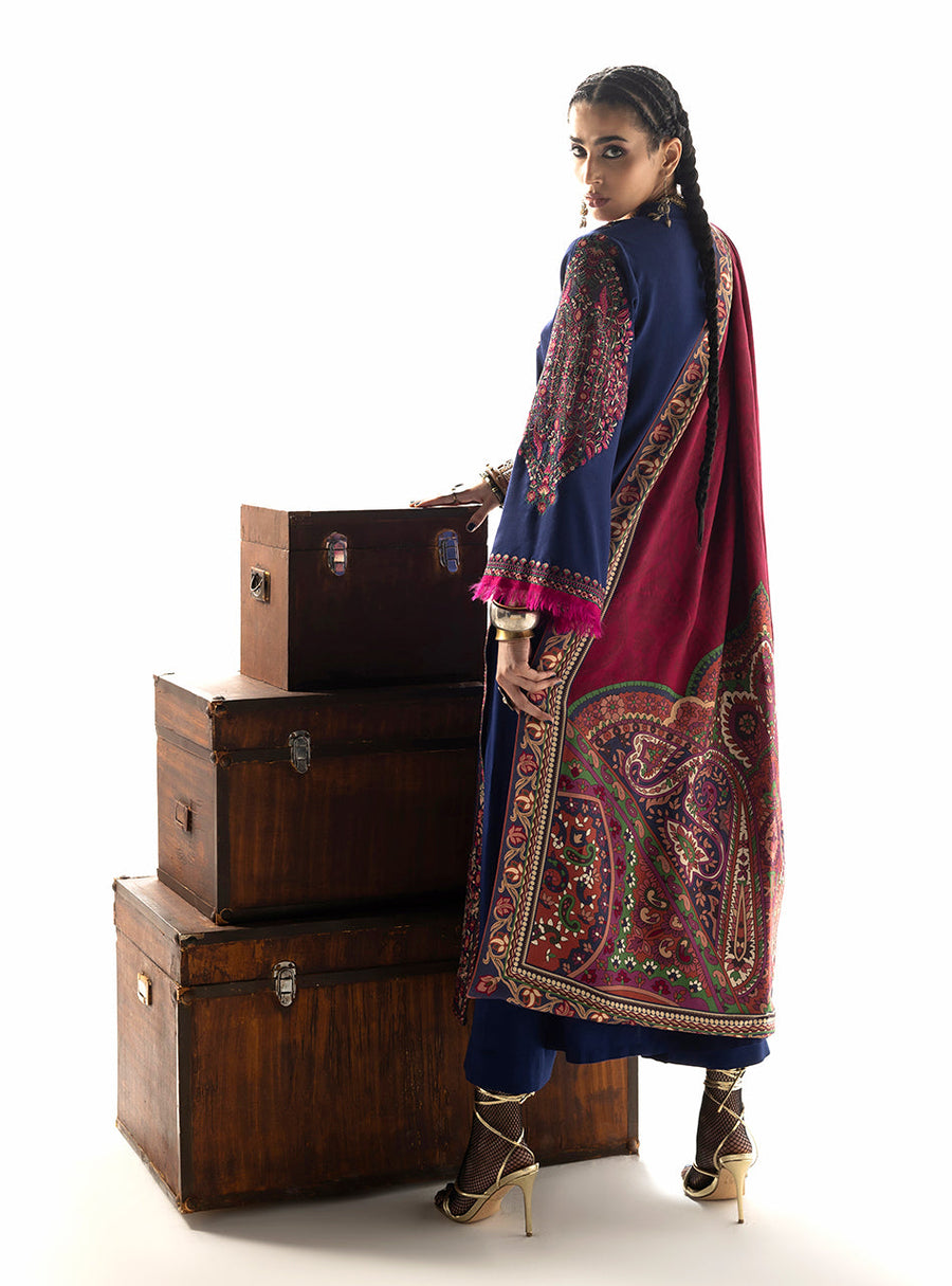 Zainab Chottani Embroidered Marina Twill Unstitched 3Pc Suit D-09 Vilana