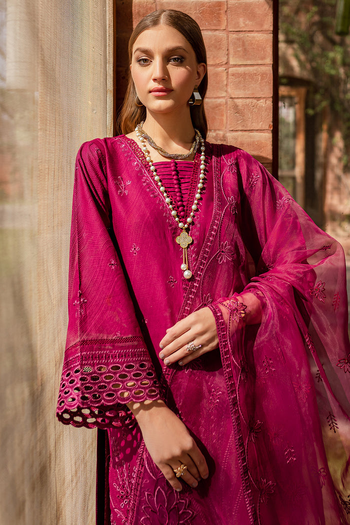 Farasha Summer Weaves Embroidered Lawn Unstitched 3Pc Suit - Viola