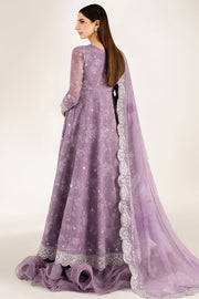 Farasha Fiorella Embroidered Chiffon Unstitched 3Pc Suit - Violet Dreams