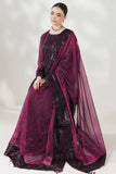 Farasha Fiorella Embroidered Chiffon Unstitched 3Pc Suit - VIOLET ECLIPS