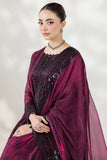 Farasha Fiorella Embroidered Chiffon Unstitched 3Pc Suit - VIOLET ECLIPS