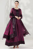 Farasha Fiorella Embroidered Chiffon Unstitched 3Pc Suit - VIOLET ECLIPS