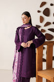 Farasha Summer Melody Embroidered Lawn Unstitched 3Pc Suit - Violet Plum