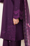 Farasha Summer Melody Embroidered Lawn Unstitched 3Pc Suit - Violet Plum