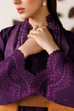 Farasha Summer Melody Embroidered Lawn Unstitched 3Pc Suit - Violet Plum