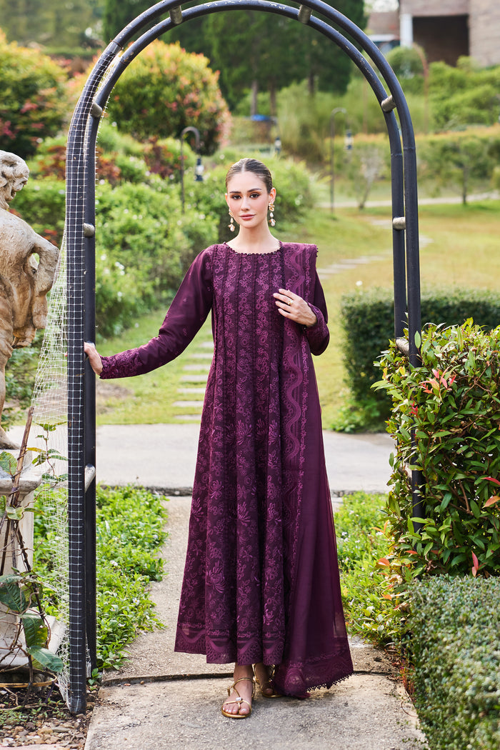 Farasha Sorine Summer Embroidered Lawn Unstitched 3Pc Suit - Violet Whisper