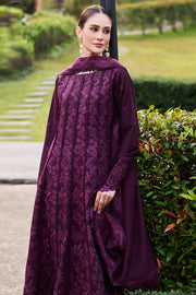 Farasha Sorine Summer Embroidered Lawn Unstitched 3Pc Suit - Violet Whisper
