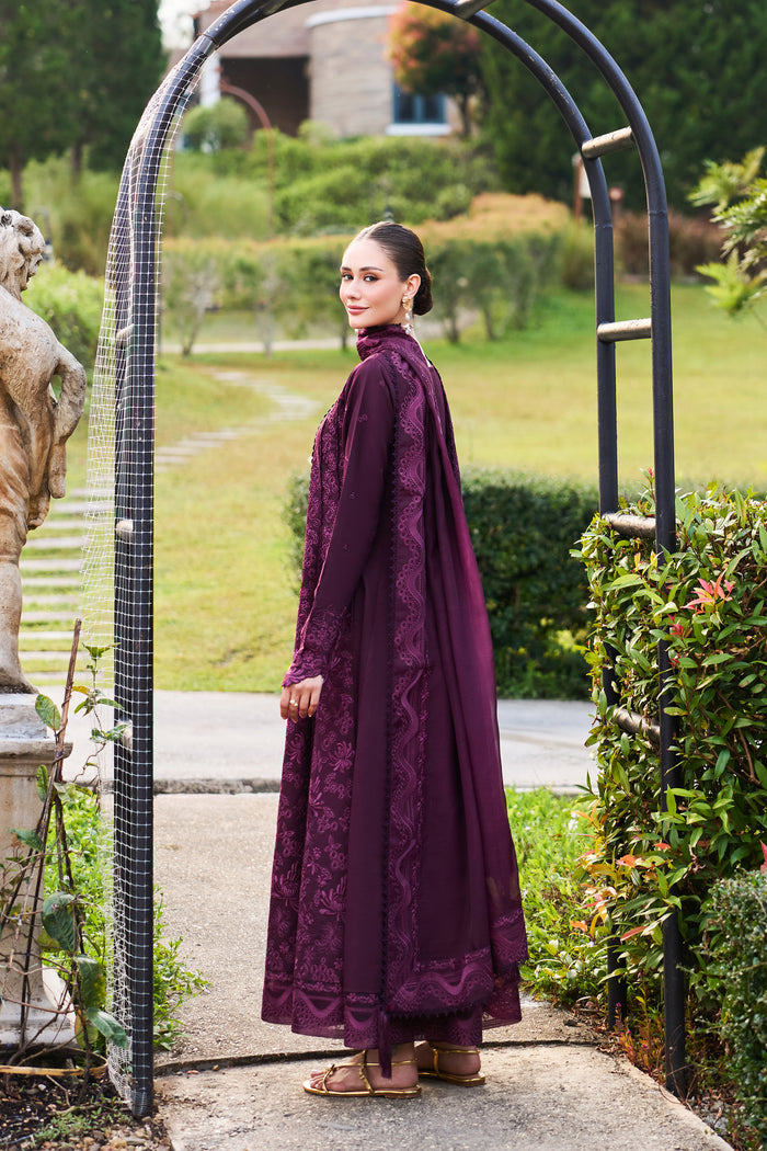 Farasha Sorine Summer Embroidered Lawn Unstitched 3Pc Suit - Violet Whisper
