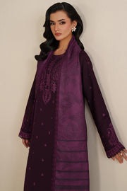Farasha Winter Spell Embroidered Khaddar Unstitched 3Pc Suit - Violett