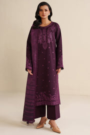 Farasha Winter Spell Embroidered Khaddar Unstitched 3Pc Suit - Violett