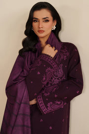 Farasha Winter Spell Embroidered Khaddar Unstitched 3Pc Suit - Violett