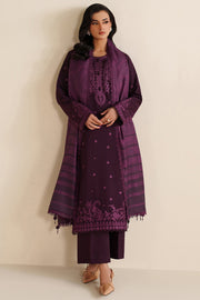Farasha Winter Spell Embroidered Khaddar Unstitched 3Pc Suit - Violett