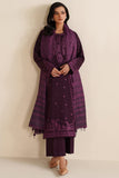 Farasha Winter Spell Embroidered Khaddar Unstitched 3Pc Suit - Violett
