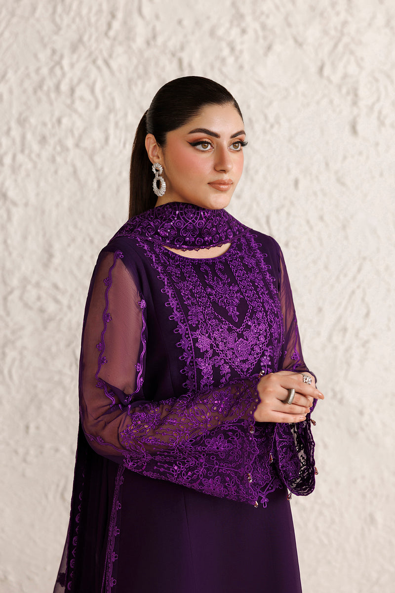 Farasha Luxury Formal Embroidered Chiffon Unstitched 3Pc Suit - Viore