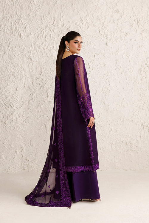 Farasha Luxury Formal Embroidered Chiffon Unstitched 3Pc Suit - Viore