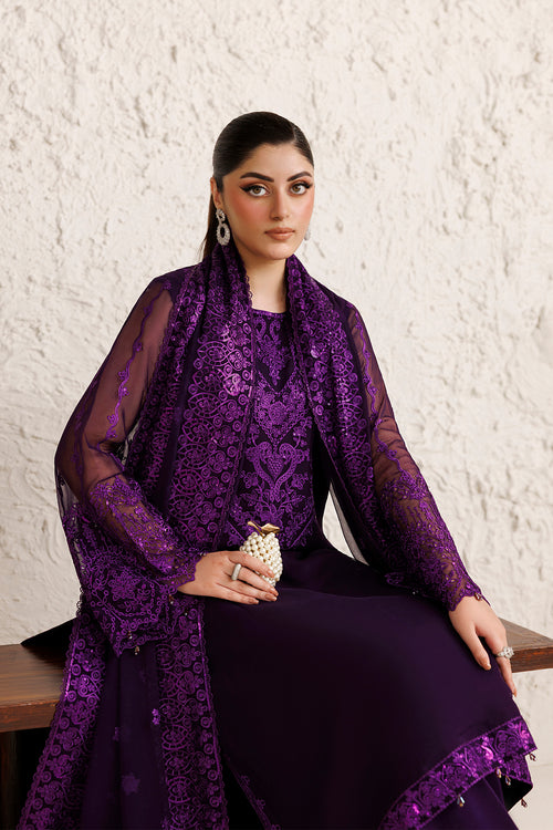 Farasha Luxury Formal Embroidered Chiffon Unstitched 3Pc Suit - Viore
