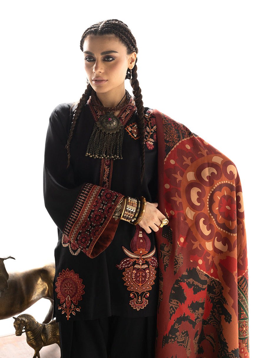 Zainab Chottani Embroidered Marina Twill Unstitched 3Pc Suit D-02 Vira