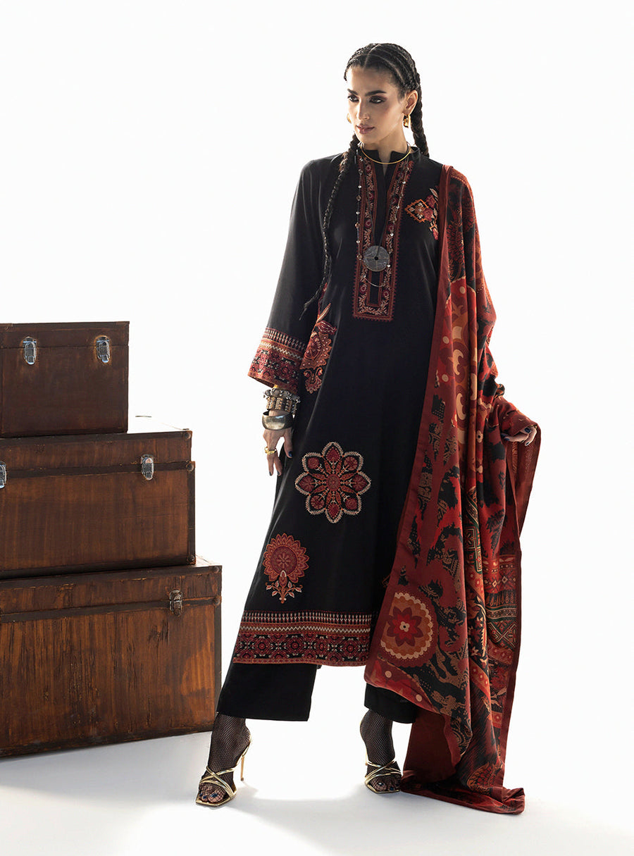 Zainab Chottani Embroidered Marina Twill Unstitched 3Pc Suit D-02 Vira
