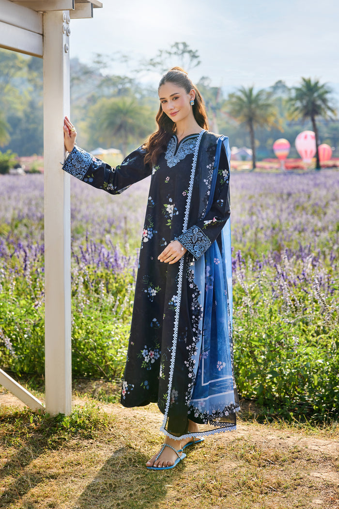 Farasha Summer Escape Embroidered Lawn Unstitched 3Pc Suit - Virelle Blue