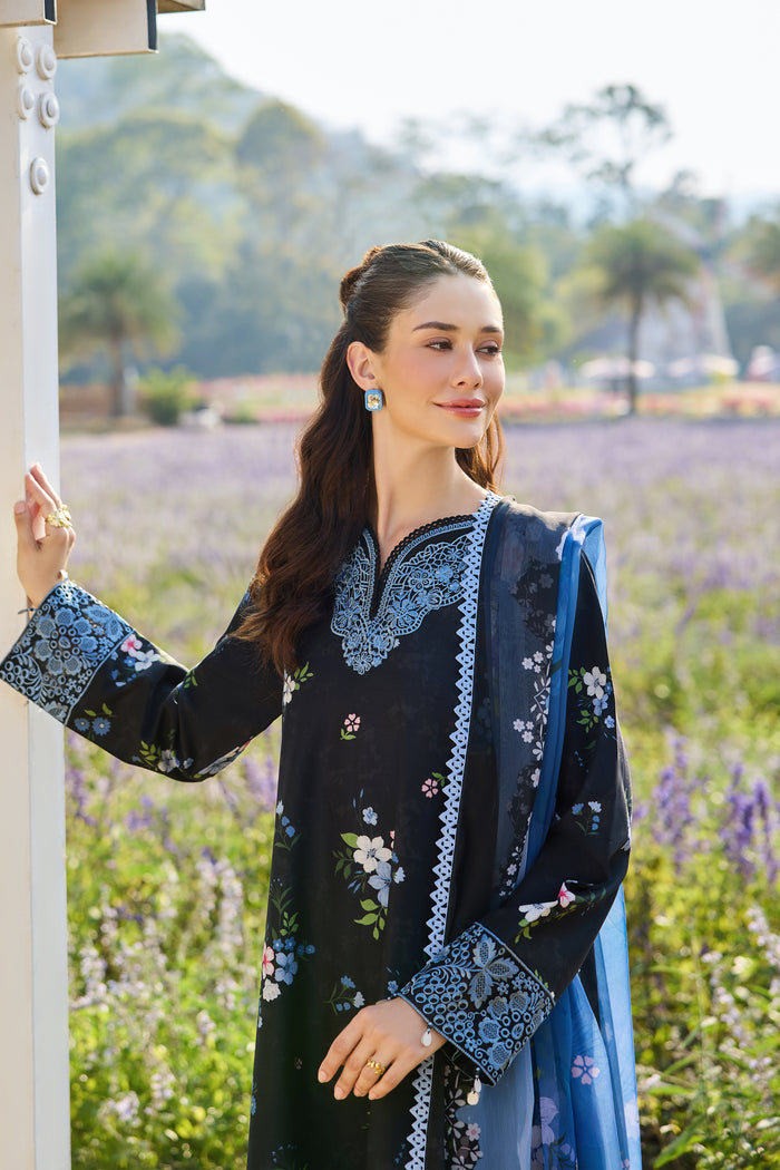 Farasha Summer Escape Embroidered Lawn Unstitched 3Pc Suit - Virelle Blue