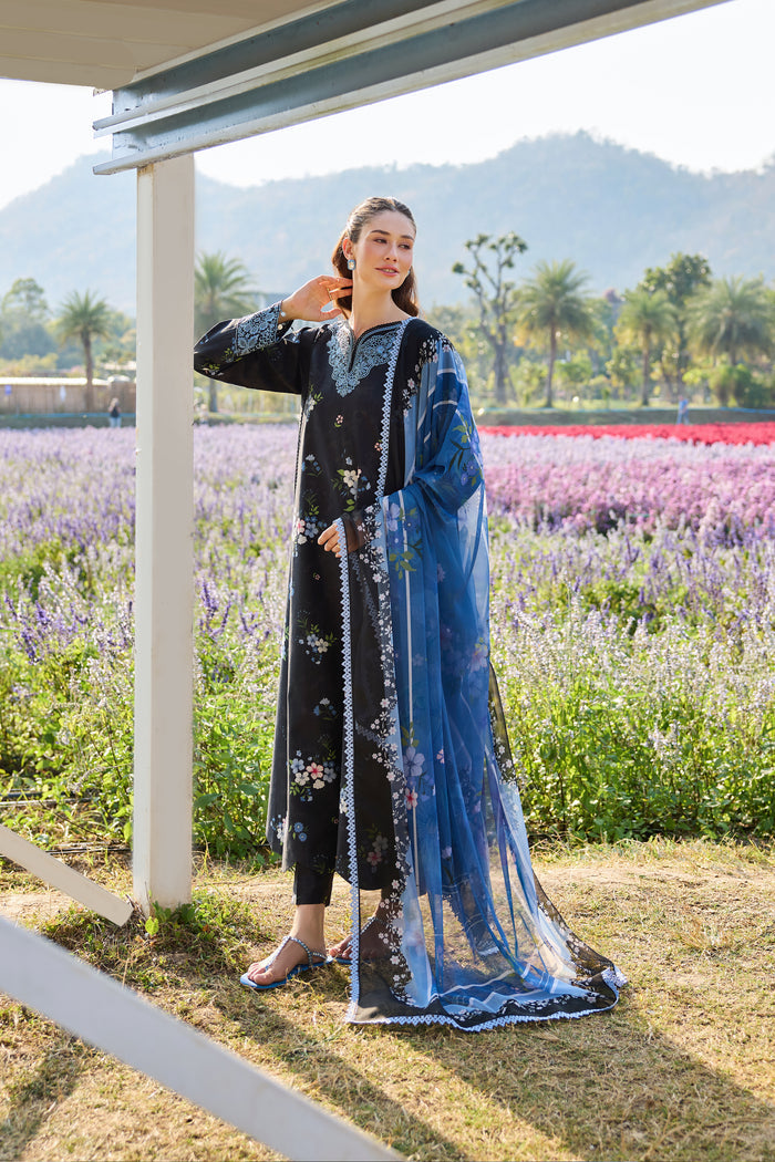 Farasha Summer Escape Embroidered Lawn Unstitched 3Pc Suit - Virelle Blue
