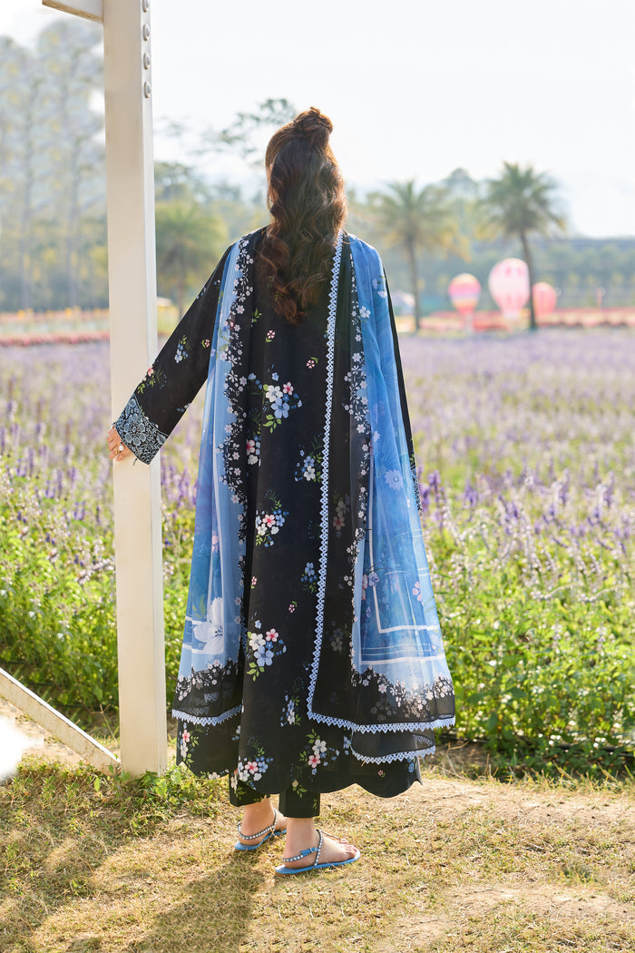 Farasha Summer Escape Embroidered Lawn Unstitched 3Pc Suit - Virelle Blue
