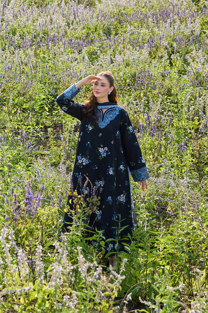 Farasha Summer Escape Embroidered Lawn Unstitched 3Pc Suit - Virelle Blue
