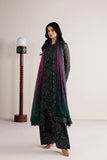 Farasha Fiorella Embroidered Chiffon Unstitched 3Pc Suit - Viridian Tale