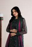 Farasha Fiorella Embroidered Chiffon Unstitched 3Pc Suit - Viridian Tale