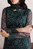 Farasha Fiorella Embroidered Chiffon Unstitched 3Pc Suit - Viridian Tale