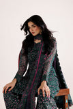 Farasha Fiorella Embroidered Chiffon Unstitched 3Pc Suit - Viridian Tale